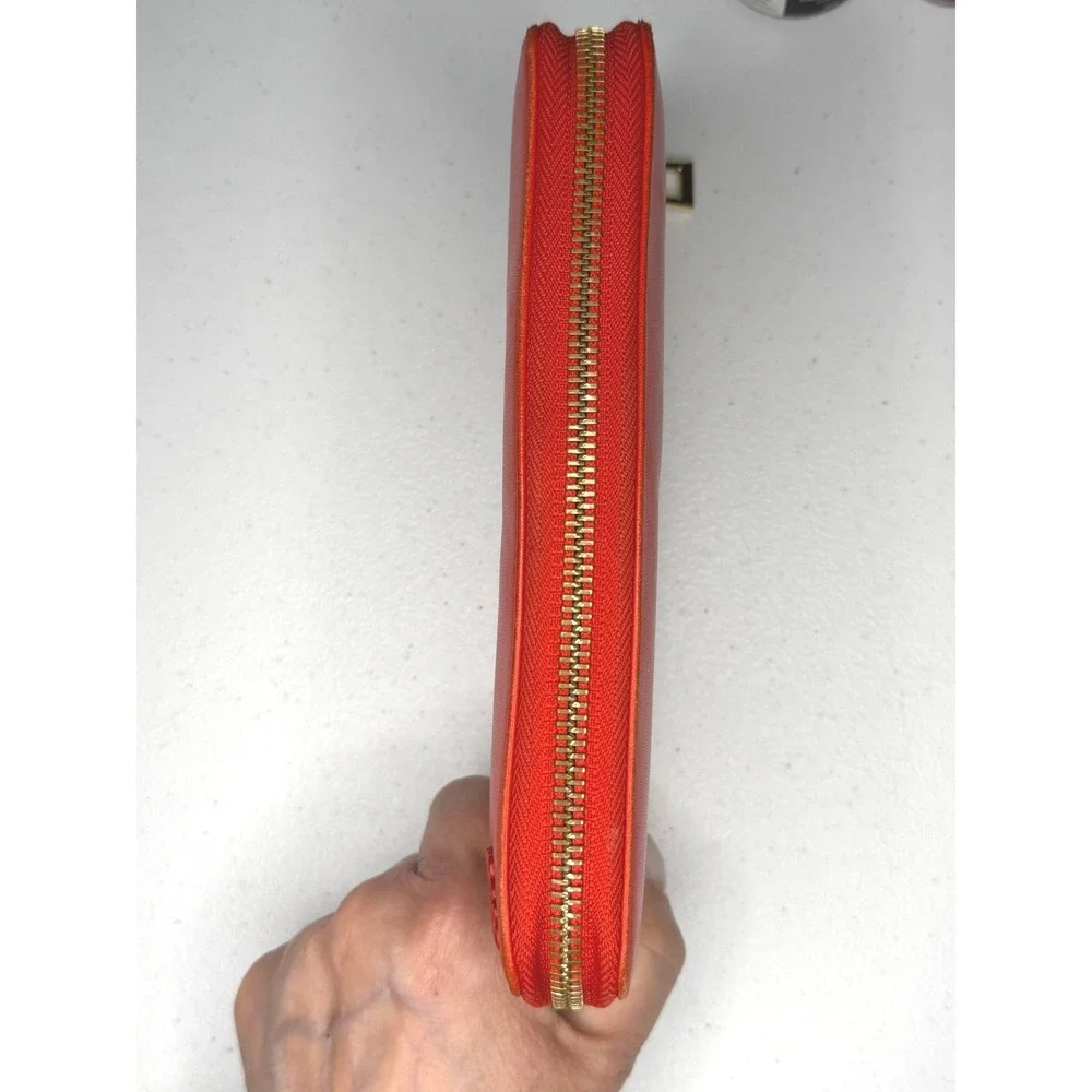 Loewe Anagram Continental Zip Wallet Red Leather Gold Hardware | Authenticated